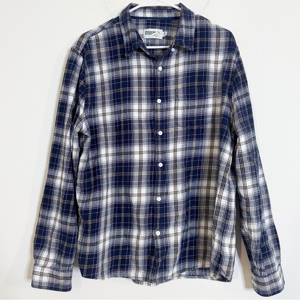 Wellen Men's Blue Plaid organic cotton button up Shirt